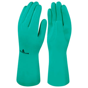 Guante Químico DELTAPLUS VE801 - Nitrilo Flocado de Algodón Talle 10
