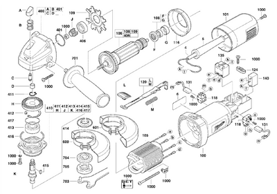 Despiece amoladora milwaukee AG 750-115
