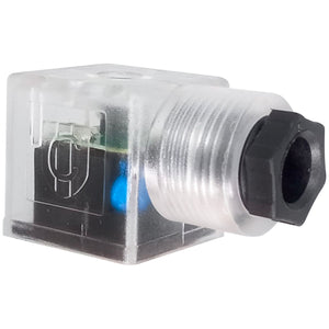 Conector Solenoide DIN 43650A | 3 Contactos 2+GND con LED | 16A 24V DC | IP65