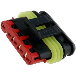Conector Superseal 1.5 Macho 5 Pines | TE Connectivity | Traba Roja | Sello Amarillo | 13A