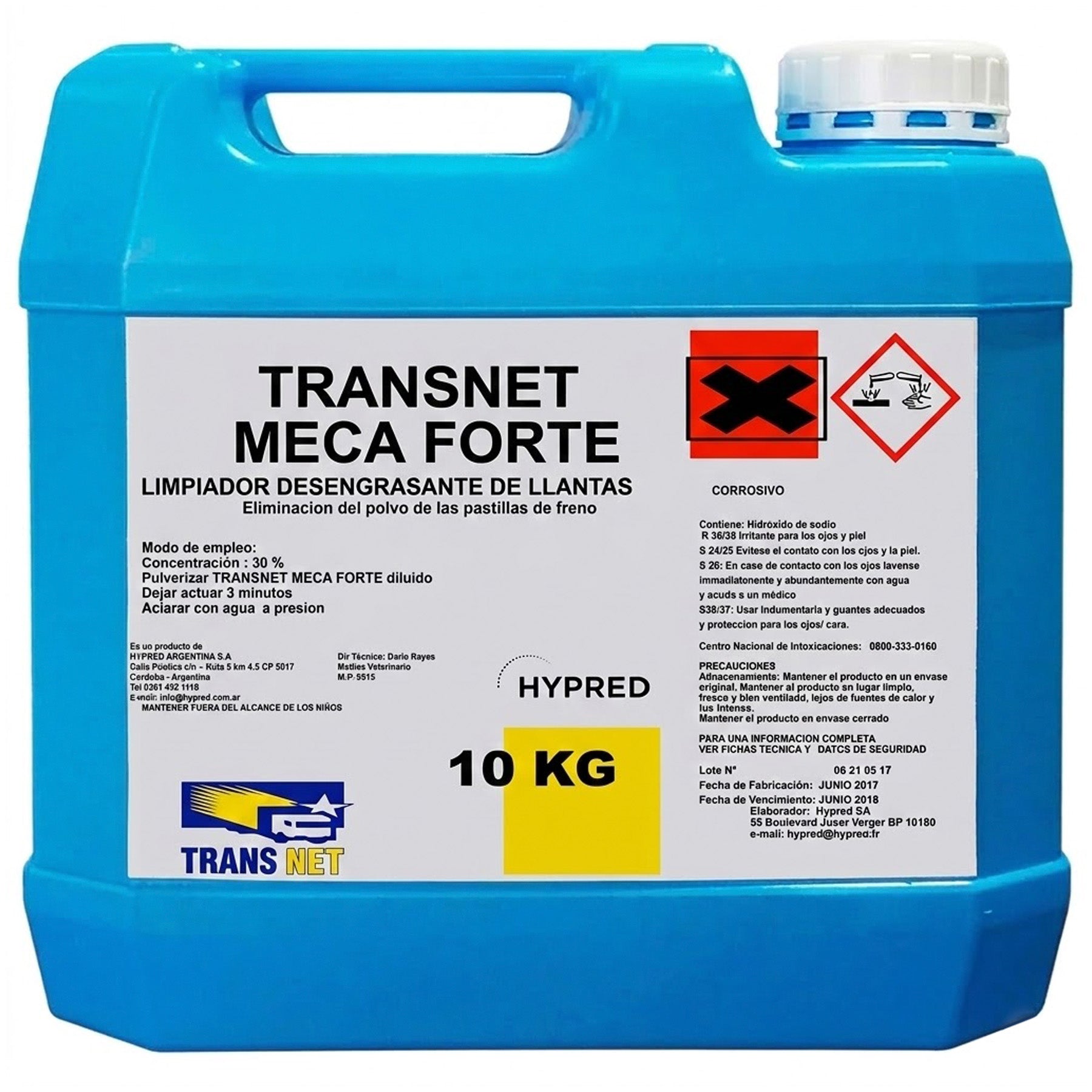 Bidón de Transnet MECA FORTE, desengrasante industrial ultra potente de origen francés