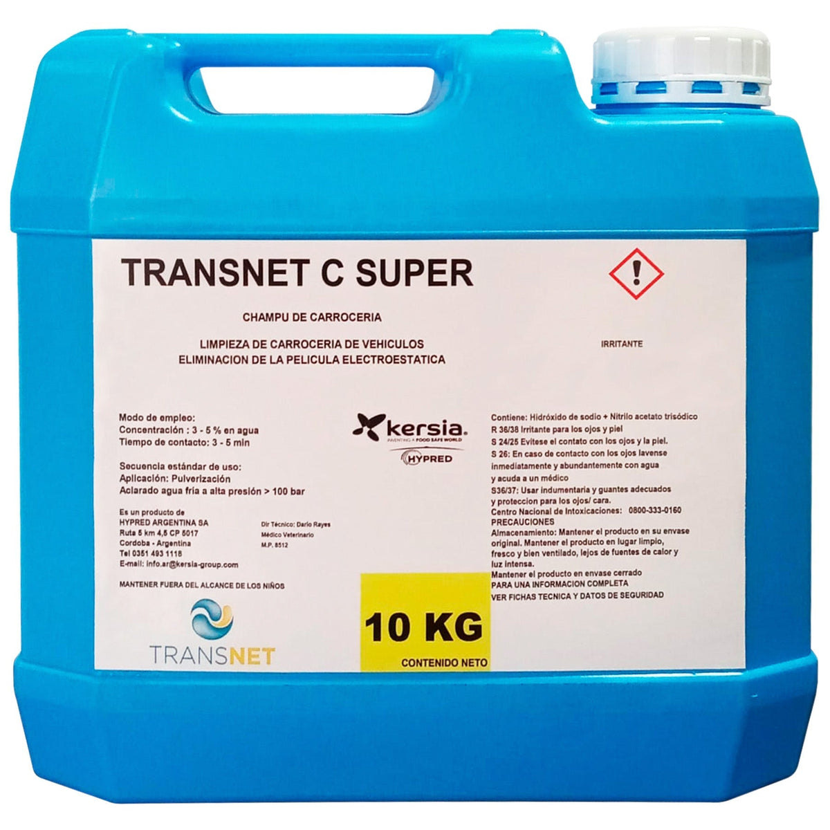 Bidón de 10 kg de Transnet C Super, limpiador de carrocerías sin frotar