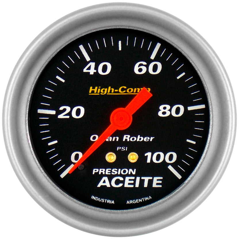 Manómetro de Presión de Aceite ORLAN ROBER High-Comp 66mm 0-100 Psi