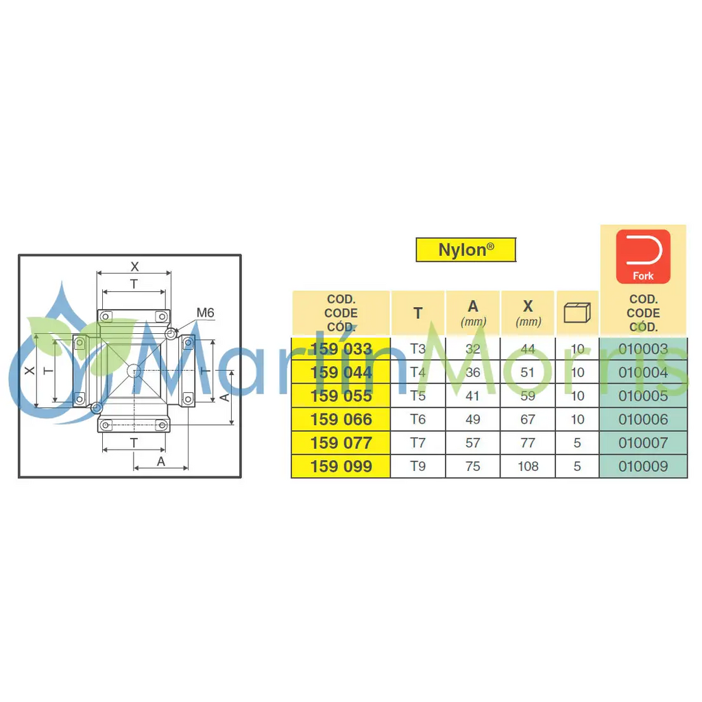Empalme de 4 vias a 90° con conexión hembra (arag)