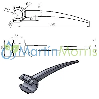 Pua nylon para molinete caño redondo d: 28 mm