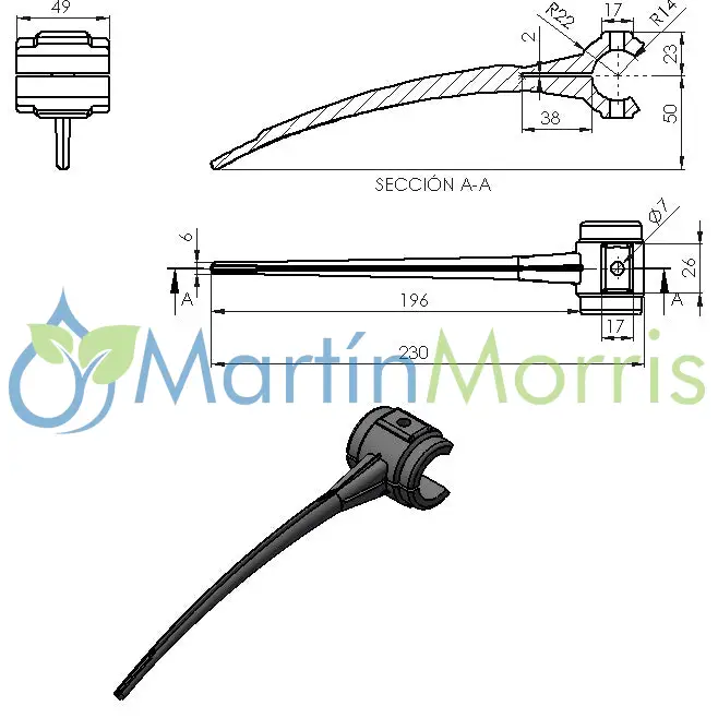 Pua nylon para molinete caño redondo d: 32 mm