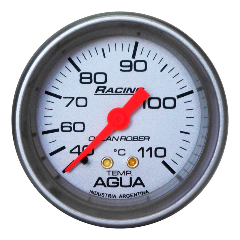 Termómetro de Agua Orlan Rober Mecánico Racing Plata 52mm Escala 40-110ºC