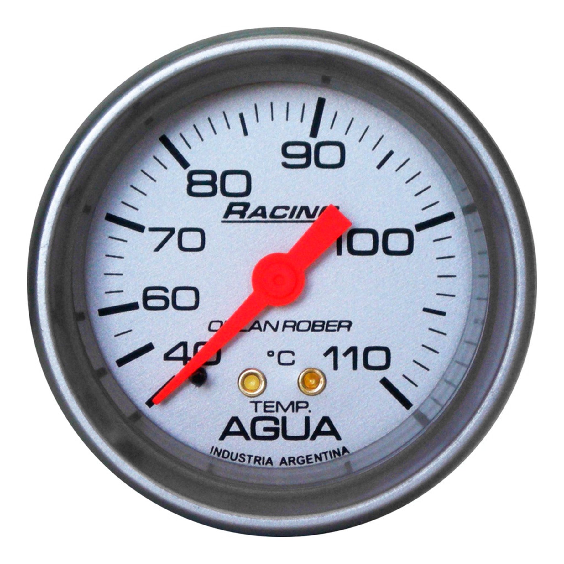 Termómetro de Agua Mecánico ORLAN ROBER Racing Plata 52mm Escala 40-110ºC