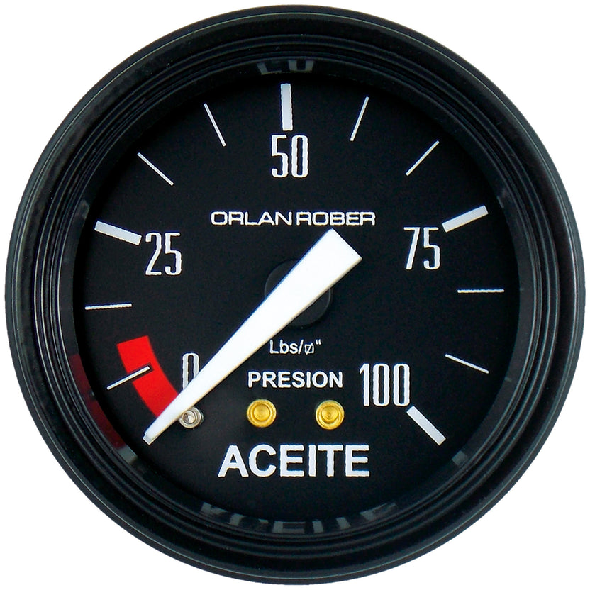 Manómetro de Presión de Aceite Mecánico ORLAN ROBER Classic Negro 52mm 100 Lbs/p2