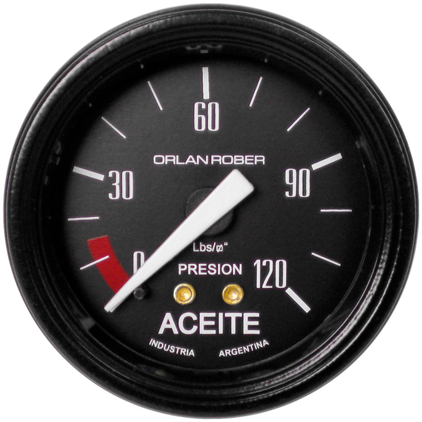 Manómetro de Presión de Aceite Mecánico ORLAN ROBER Classic Negro 52mm 120 Lbs/p2
