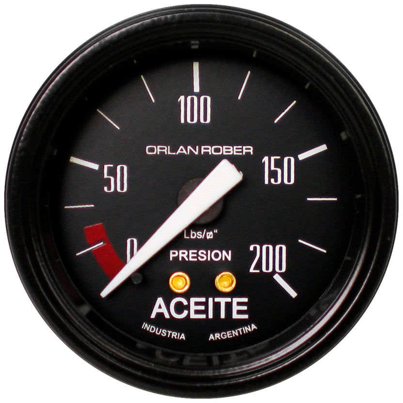 Manómetro de Presión de Aceite Mecánico ORLAN ROBER Classic Negro 52mm 200 Lbs/p2