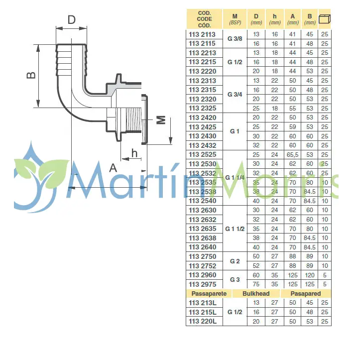 Racor arag curvo a 90º