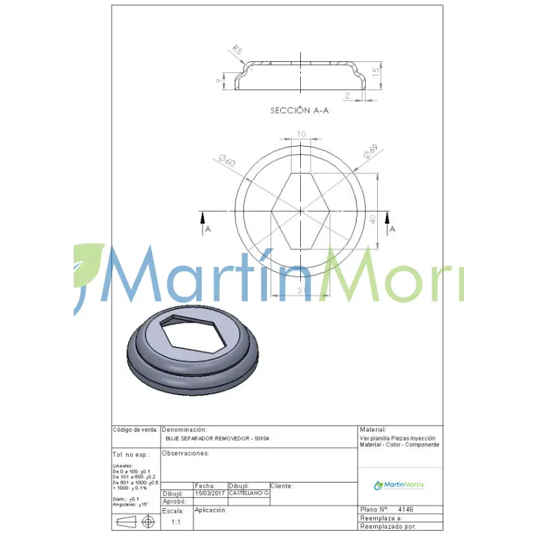 Buje separador removedor 50104 (tanzi)