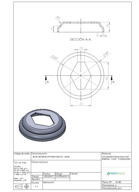 Buje separador removedor 50104 (tanzi)