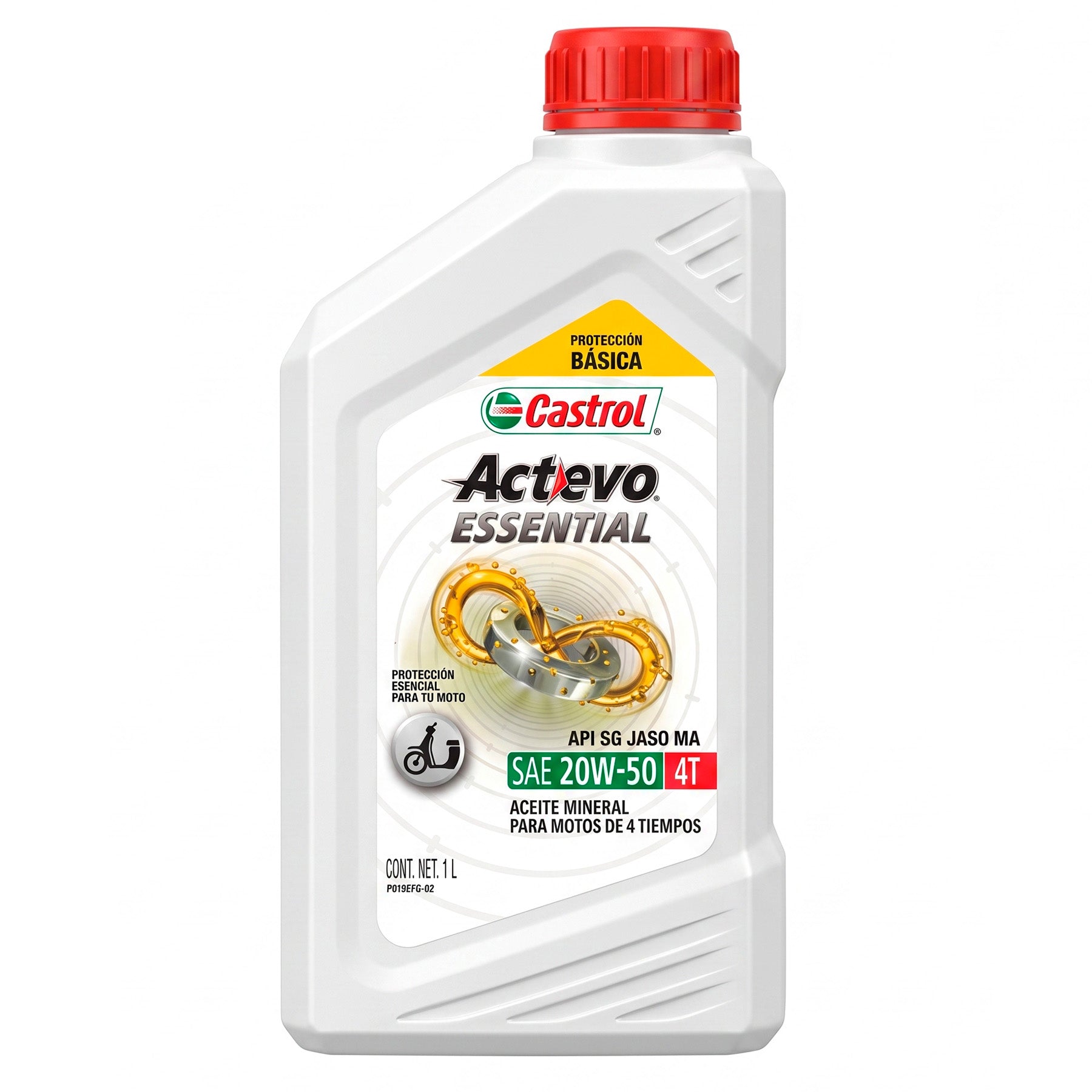 Aceite Castrol ACTEVO ESSENTIAL 20W-50 Mineral Para Motos 4 Tiempos Por 1 L