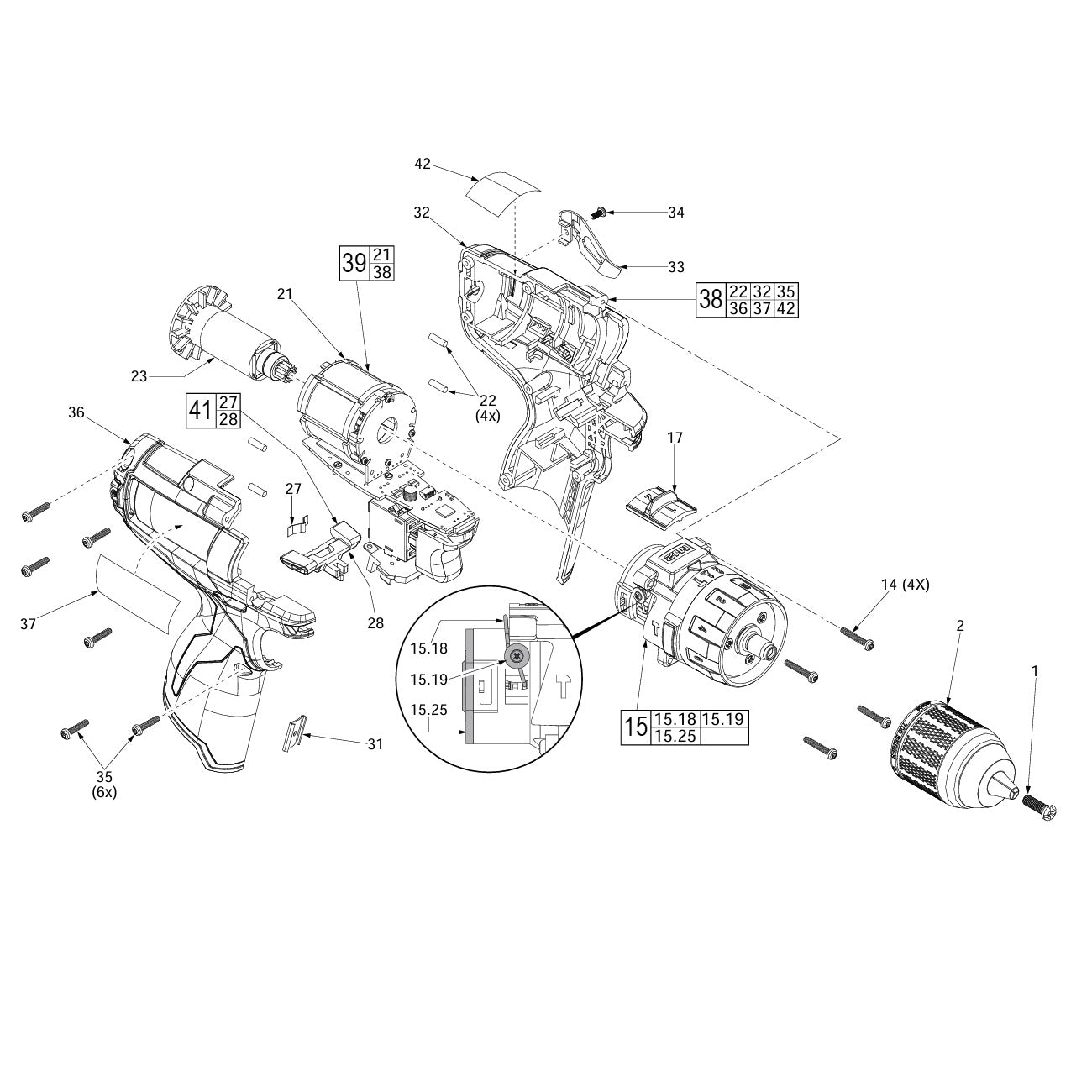 Diagrama de despiece Despiece Milwaukee  taladro 2404-059