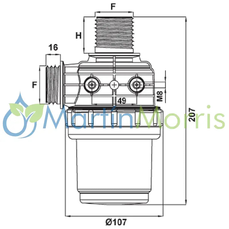 Filtro de aspiración toyman 100lt/min rosca 1-1/4 filtro 50 mesh epdm