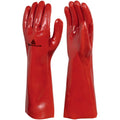 Guante PVC Rojo Tipo Petrolero DELTAPLUS PVCC400 - Interior de Algodón Talle 10