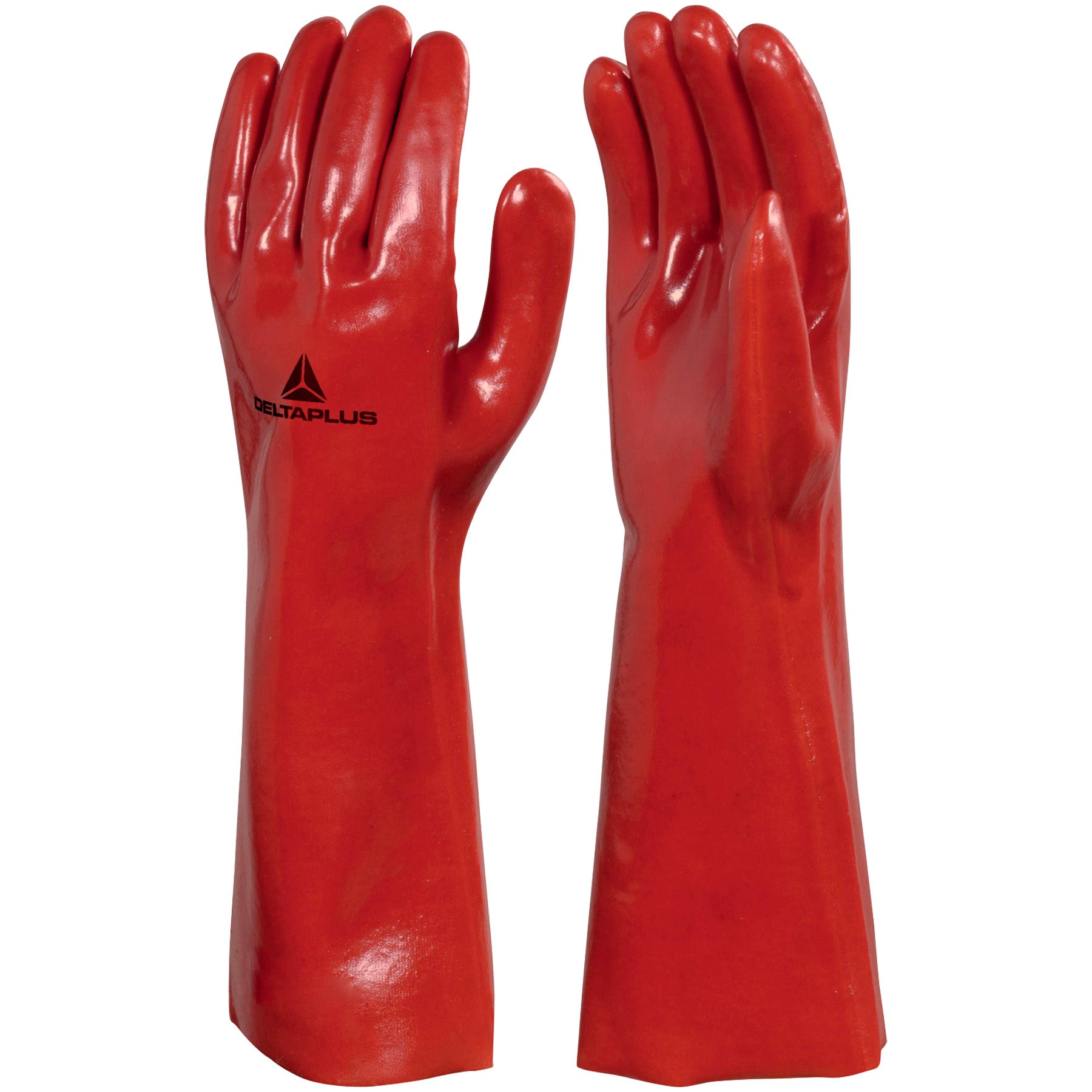 Guante PVC Rojo Tipo Petrolero DELTAPLUS PVCC400 - Interior de Algodón Talle 10