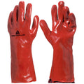 Guante PVC Rojo Tipo Petrolero DELTAPLUS PVC7335 - Interior de Algodón Talle 10