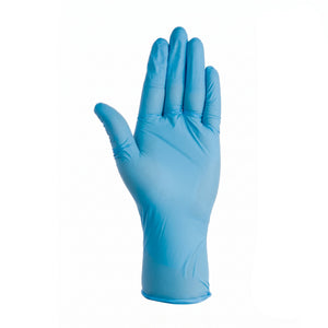 Guantes Descartables de Nitrilo Celeste – Caja x 100 Unidades | Sin Polvo