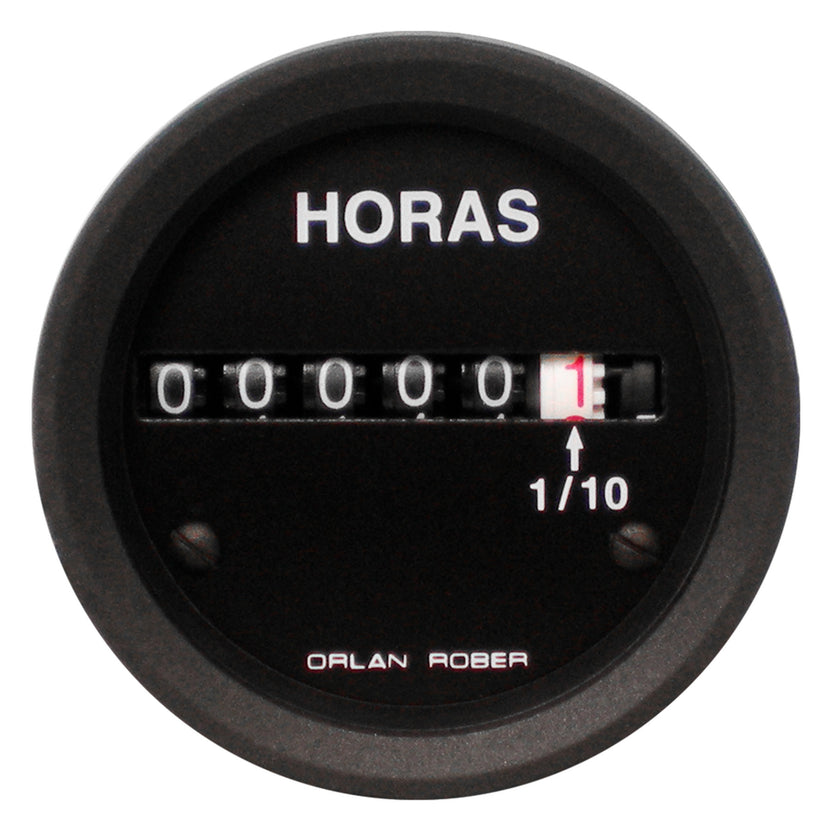 Horómetro Eléctrico 12/24v ORLAN ROBER Classic Negro 52mm
