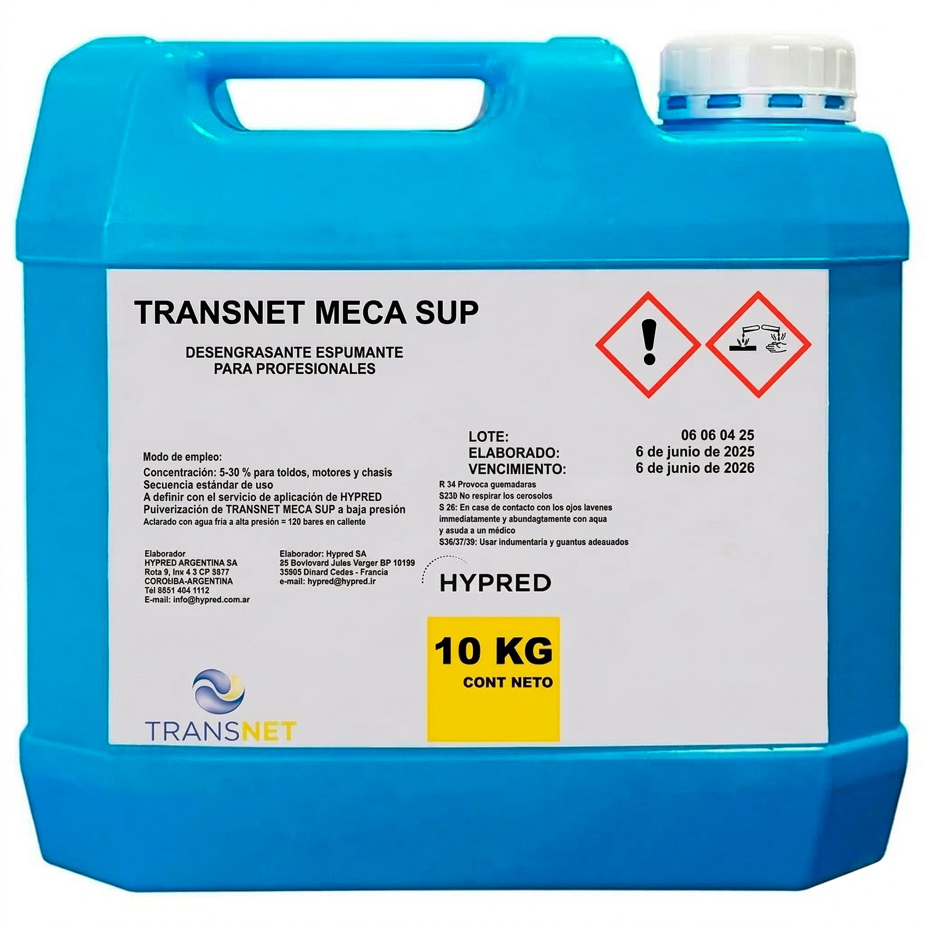 Transnet MECA SUP Desengrasante Industrial Sin Agua Caliente 10-25kg