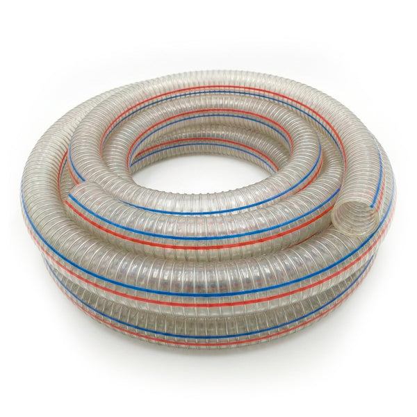 Manguera PVC Atóxica Transparente con Refuerzo de Alambre | Grado Alimenticio.