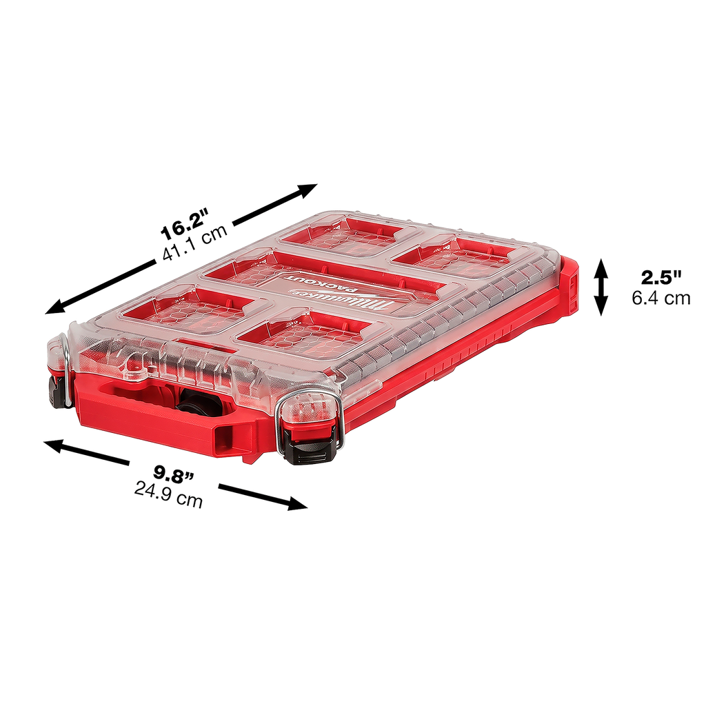 Milwaukee PACKOUT Organizador Compacto Perfil Bajo IP65 – 5 Contenedores Extraíbles con Divisores