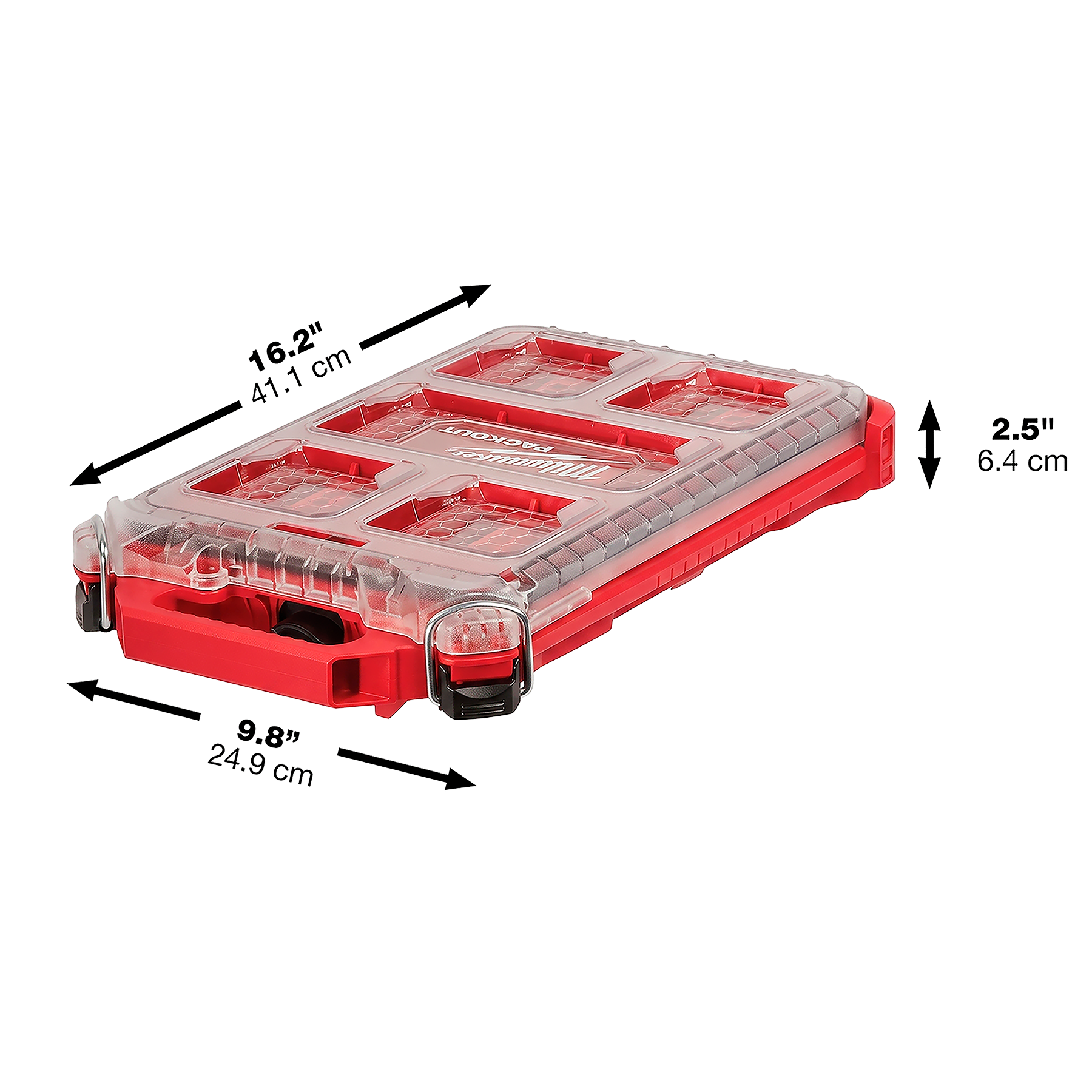 Milwaukee PACKOUT Organizador Compacto Perfil Bajo IP65 – 5 Contenedores Extraíbles con Divisores