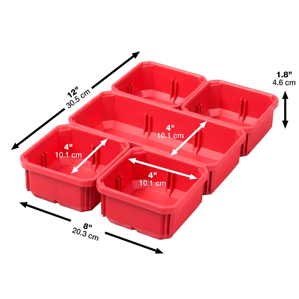Milwaukee PACKOUT Organizador Compacto Perfil Bajo IP65 – 5 Contenedores Extraíbles con Divisores