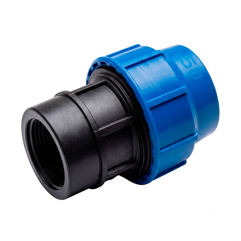 Reducción de Compresión Black Line 50mm x rosca hembra 1 1/2" Riego y Agua Potable