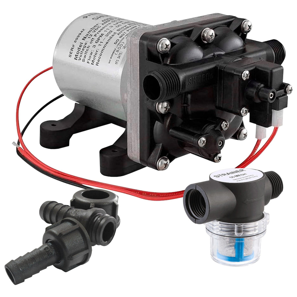 Kit Shurflo 4008-101-A65 Con espiga Rapida y Filtro Bomba Presurizadora 12 Volt