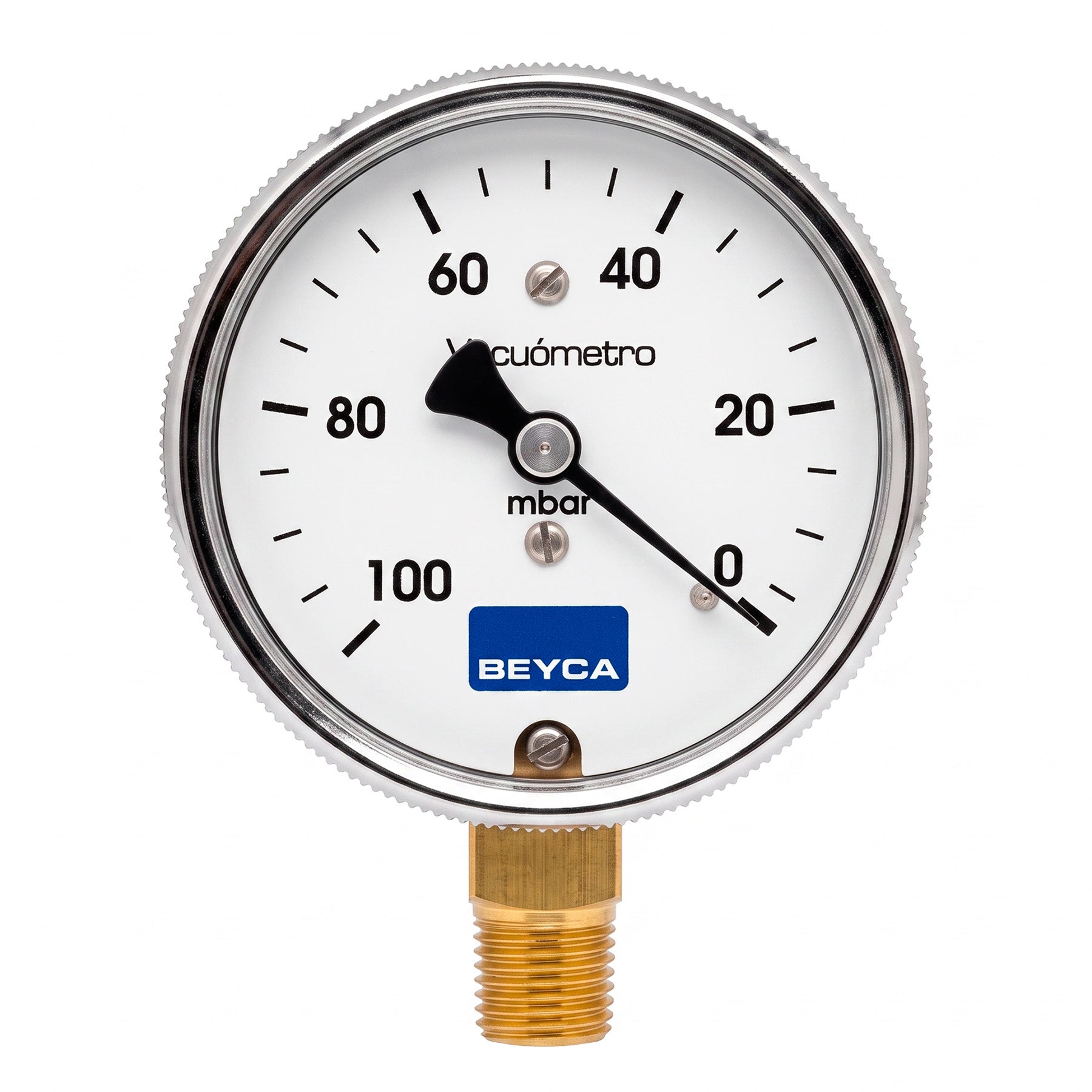 Vacuómetro 63 mm | Escala 0-100 mbar | Conexión Inferior 1/4"