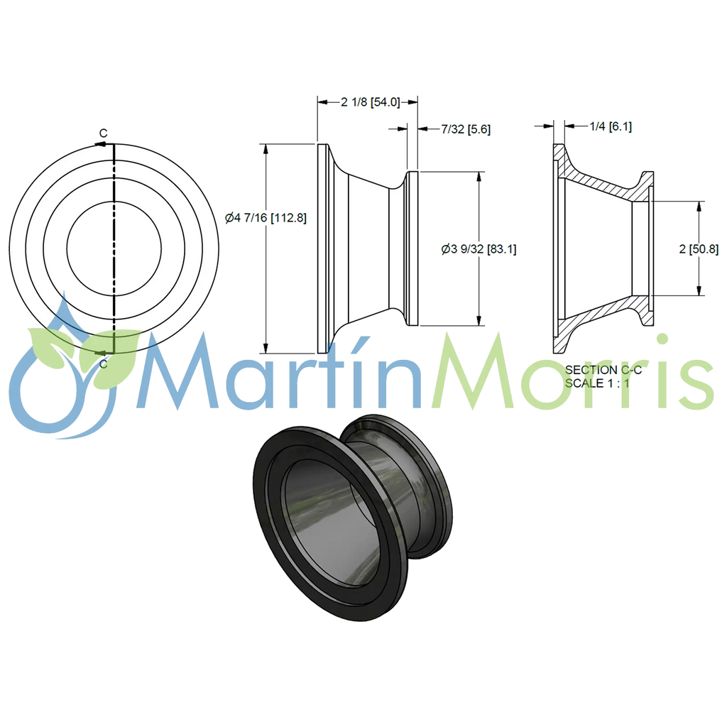 BANJO Reducción M300220CPG de Brida 3" a 2" Full