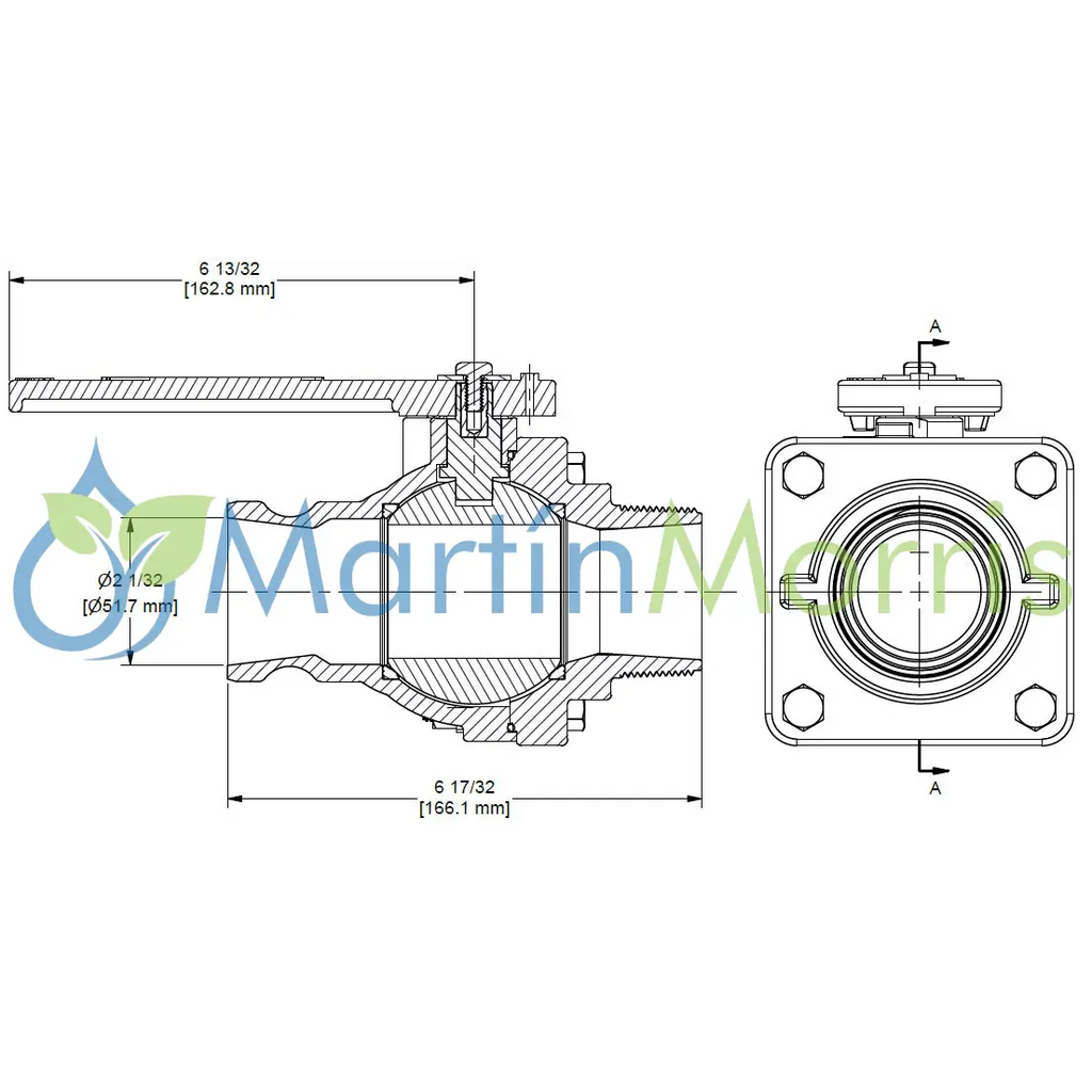 válvula banjo rosca macho 2 pulg con adaptador macho de 2 pulgadas paso total