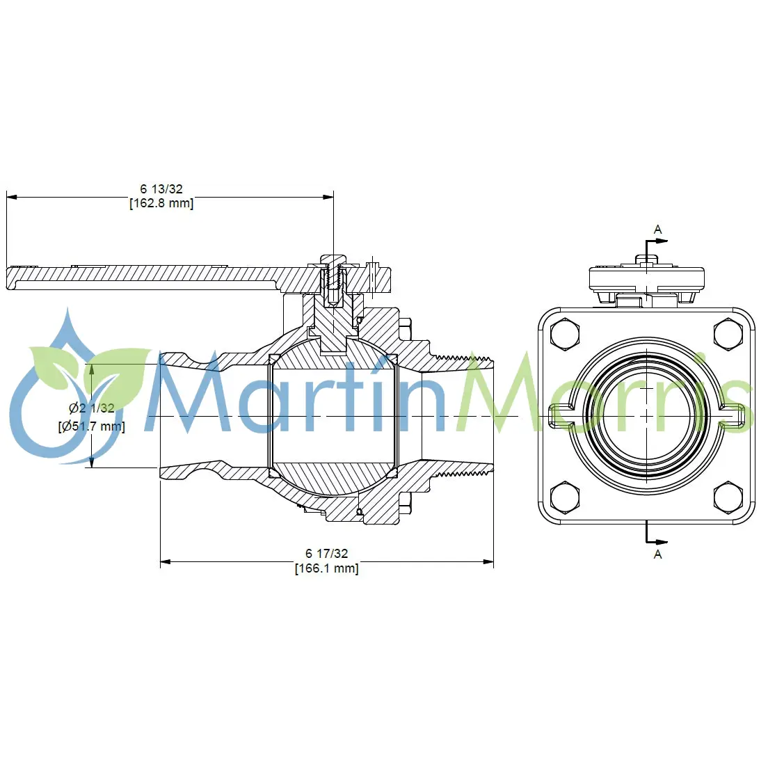 válvula banjo rosca macho 2 pulg con adaptador macho de 2 pulgadas paso total