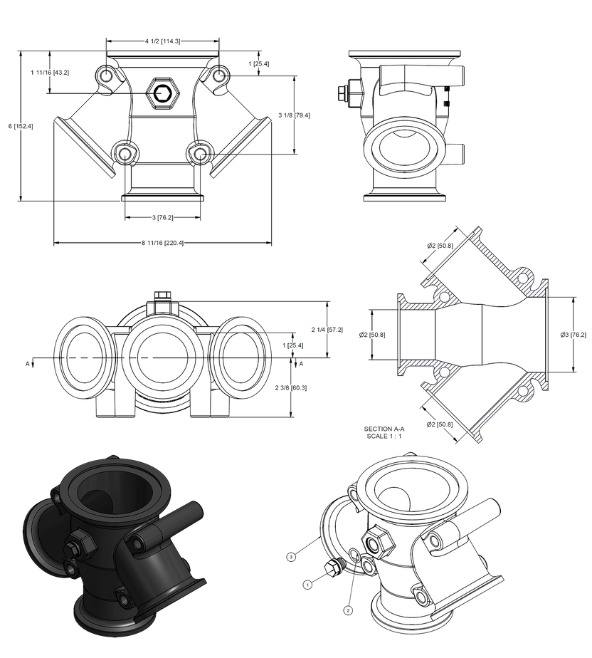 Conexión Brida Banjo M300220WYCG de 1 a 3 Salidas