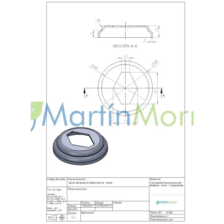 Buje separador removedor 50104 (tanzi)