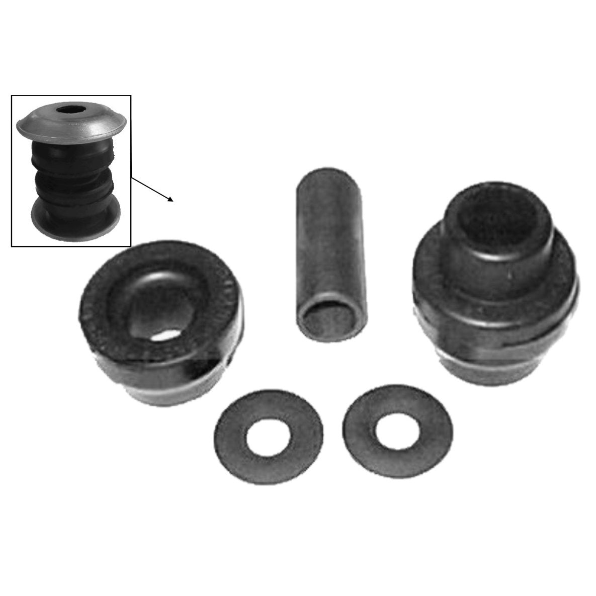 Buje Tensor Delantero Conjunto - Ford Sierra (2 Gomas + 1 Tubo + 2 Arandelas)