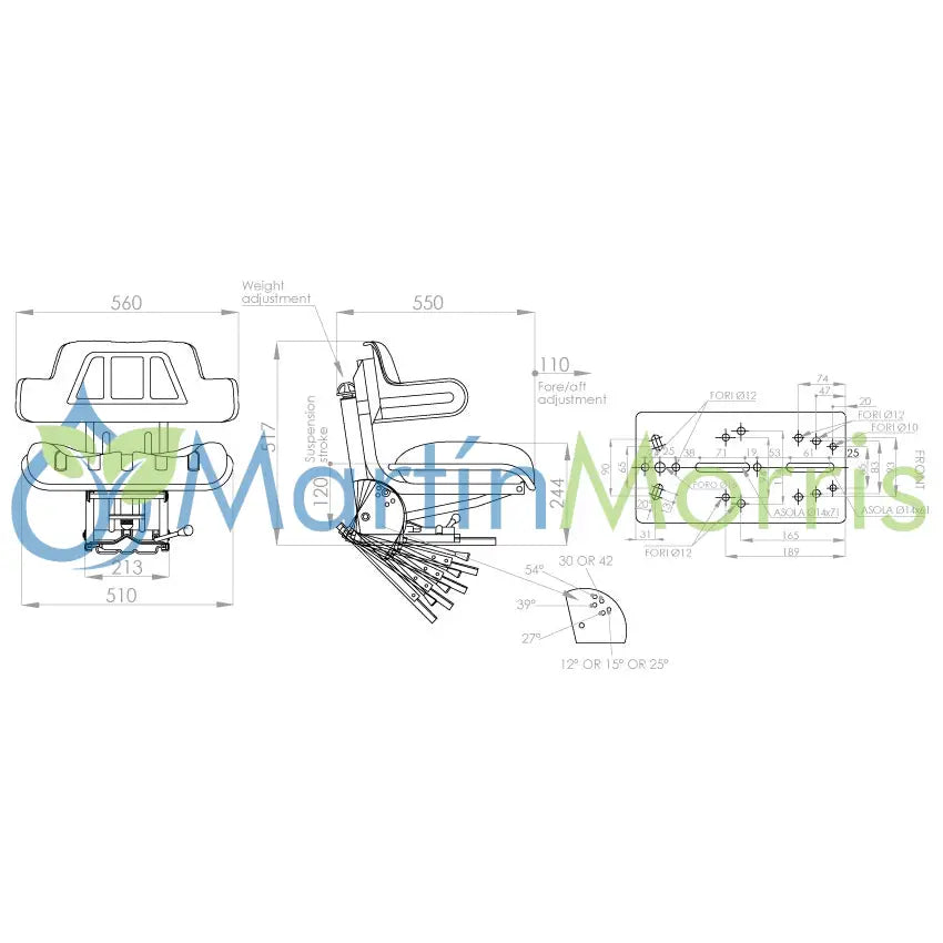 Butaca o asiento para tractor estándar seat modelo 300 rmvario xsb