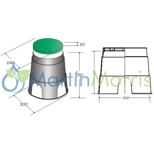 Caja para válvulas circulas large plastica alfa para riego