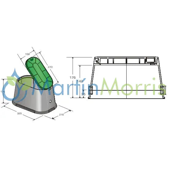 Caja para válvulas oval plastica alfa para riego