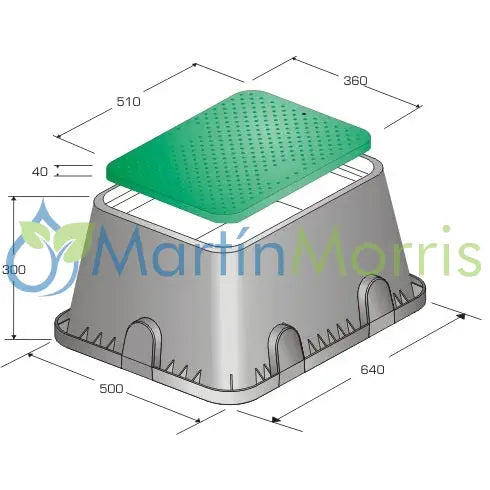 Caja para válvulas rectangular jumbo plastica alfa para riego