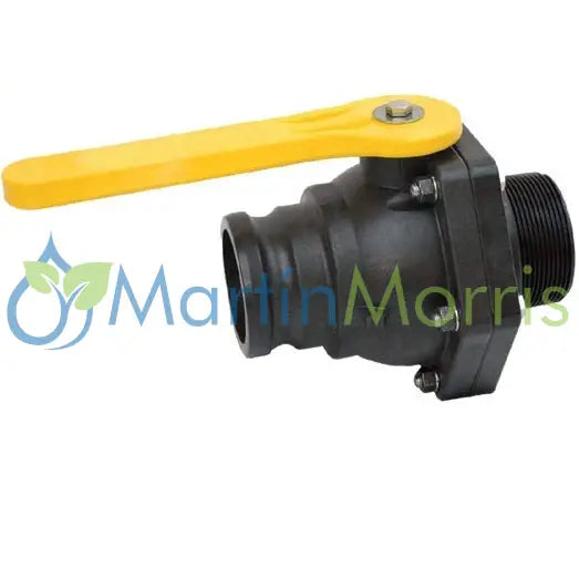 Canilla o Válvula de bola compacta terremax paso total rosca 3’’ macho NPT x acople rápido de palanca 3’’.