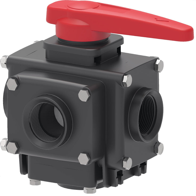 Valvula Manual de 5 Vias Bocha SS316 Roscas Hembras 2’’ BSP