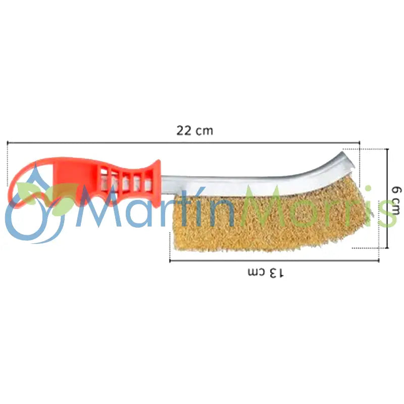 Cepillo de Mano Curvo Cerda Fina Acero Latonado Mango Plastico