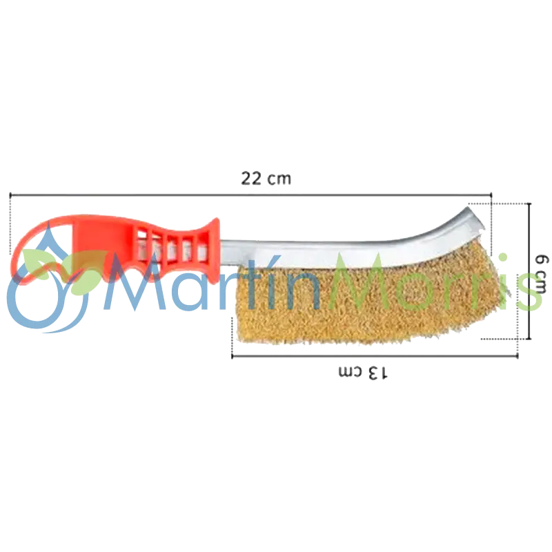 Cepillo de Mano Curvo Cerda Fina Acero Latonado Mango Plastico
