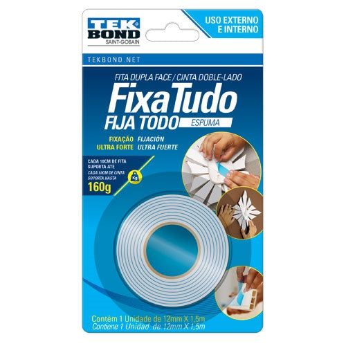 Cinta doble faz  Acrílica (Espuma) Tekbond  19mm x 1,5m