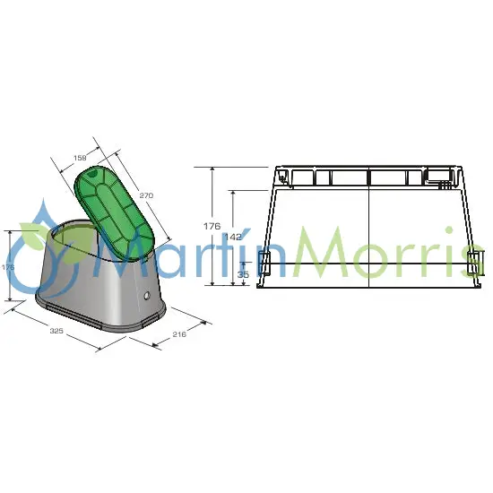 Caja para válvulas oval plastica alfa para riego